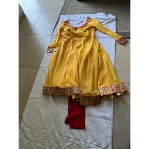AVAILABLE - Yellow and Red Anarkali